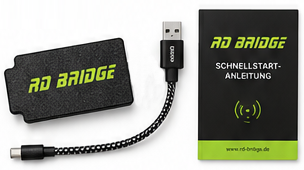 Lieferumfang: RD-Bridge Adapter, USB-C-Kabel und Schnellstart-Anleitung